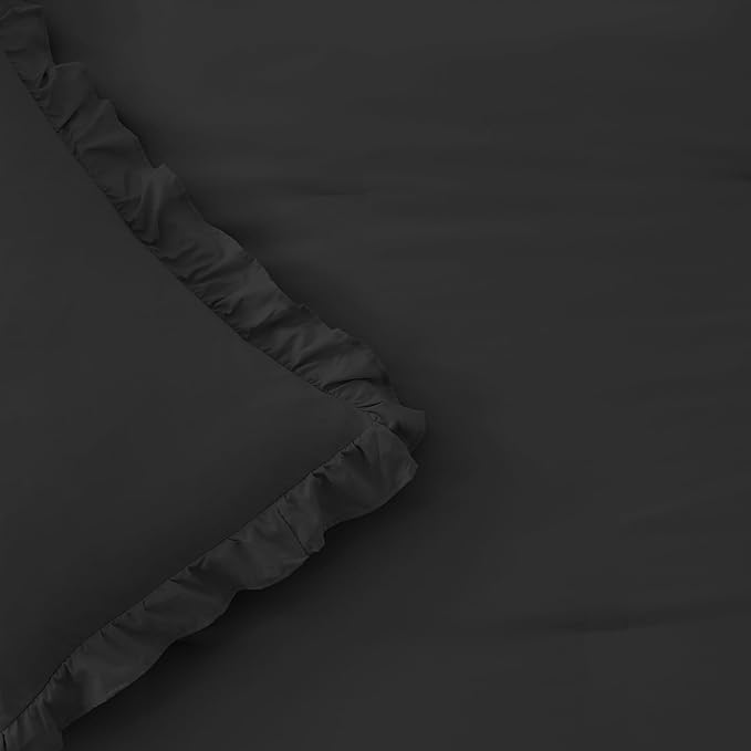 FUANNA Queen Comforter Set Black, 3 Pieces Ruffle Queen Bed Set, Fluffy Bed in - Image 8