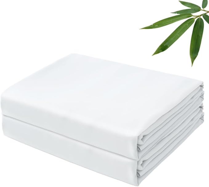 Bamboo Viscose Flat Sheets Only, 400 Thread Count Sateen Weave Full Size Flat by ZaizaiHome