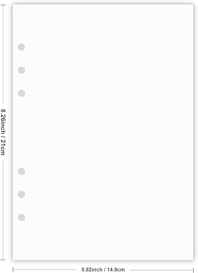 (5-Pack) A5 Blank Paper, Refills for Filofax Planner, Organizer, Binders, 6 Hole Punched, Total 500 Sheets/1000 Pages, 100gsm, White, 5.8 x 8.2 Inch, 6 Hole Filler Paper-DeskoryOffice