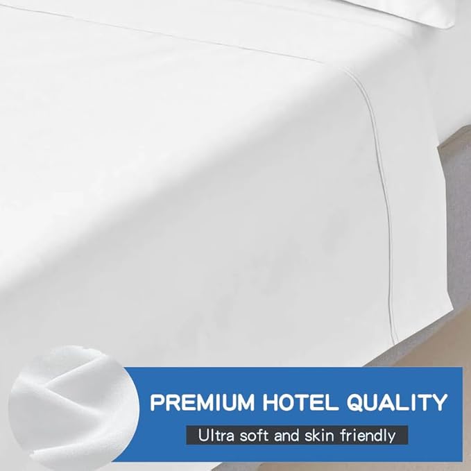 Mattress-Homes Short Queen 100% Egyptian Cotton Top Sheet 1Pcs, Cool & - Image 2