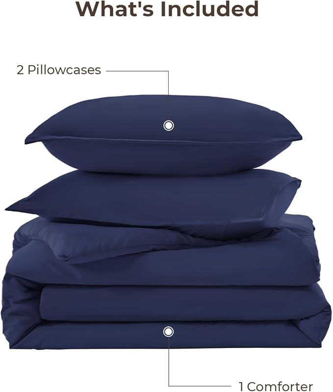 Litanika Comforters Navy Blue Oversized King Size, 3 Pieces Lightweight Solid - Image 7