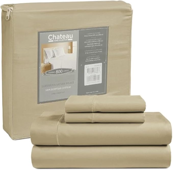 Bed Sheets King Size Sheets Set, 800 Thread Count Sateen Weave King Size by CHATEAUHOMECOLLECTION