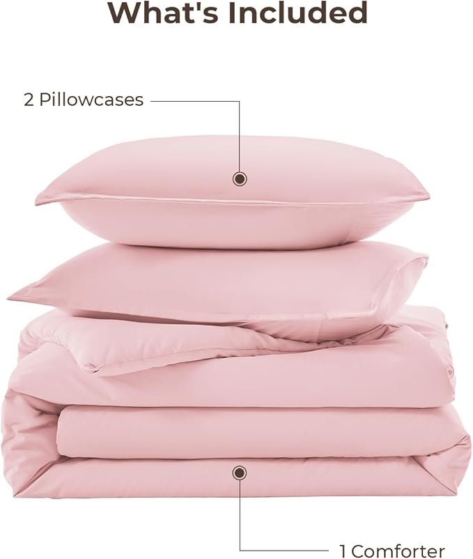 Litanika Pink Comforter Set Queen Size, 3 Pieces Lightweight Soft Fluffy Solid - Image 7