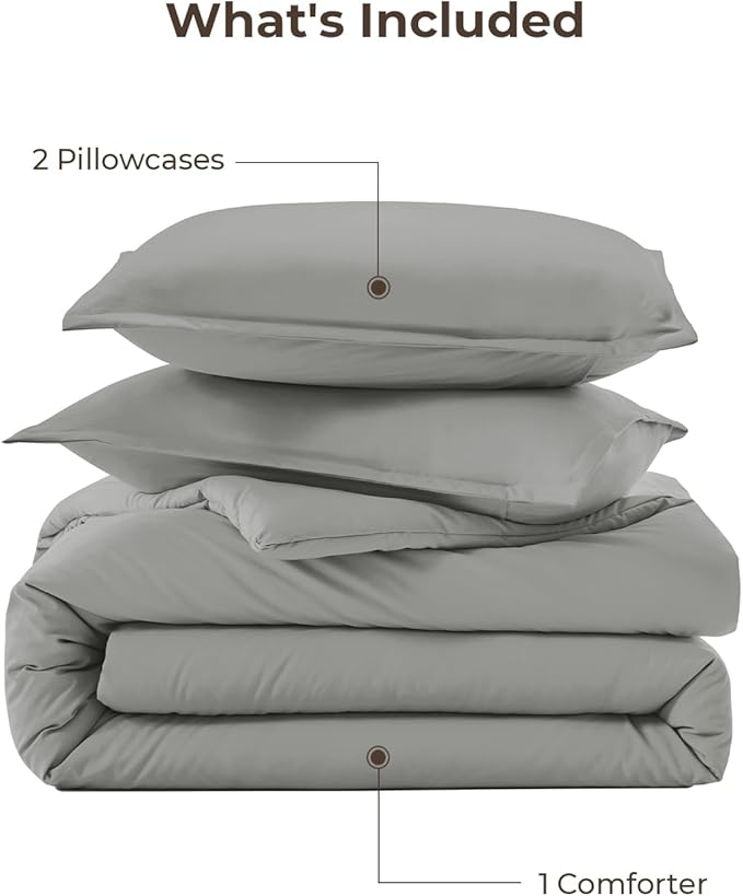 Litanika Comforters Medium Gray Oversized King Size, 3 Pieces Lightweight Solid - Image 7