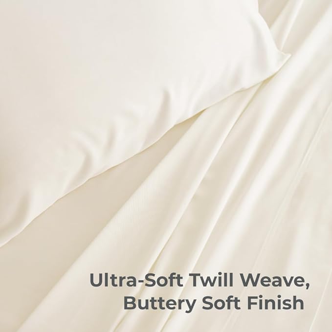 Cariloha Classic 2-Piece Twill Pillowcase Set | Ivory | Standard | Viscose - Image 2