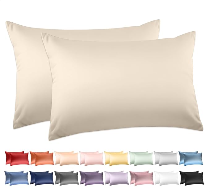 100% Cotton Queen Pillowcases Set of 2, Deep Dream 600 Thread Count Pillow Cases by DeepDream