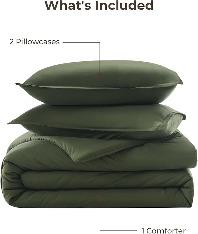 Litanika Dark Olive Green California King Comforter Set - Image 7