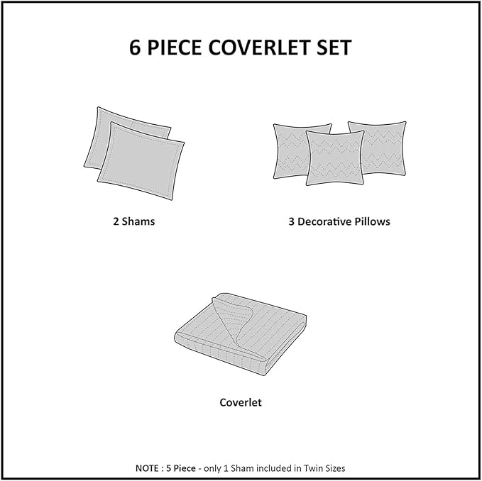Madison Park King Quilt Set Lustrous Jacquard & Glitter Accent Coverlet Set - Image 5