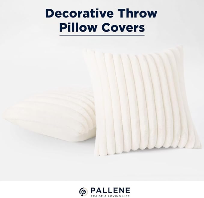 Pallene Faux Fur Plush Throw Pillow Covers 16x16 Set of 2, Luxury Soft Fluffy - Image 8