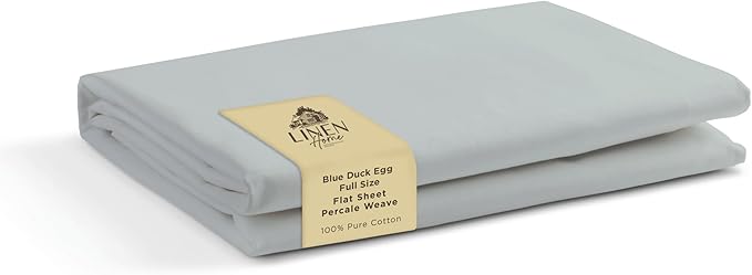 Linen Home 100% Cotton Percale 1 Flat Sheet, Full Size by LINENHOME