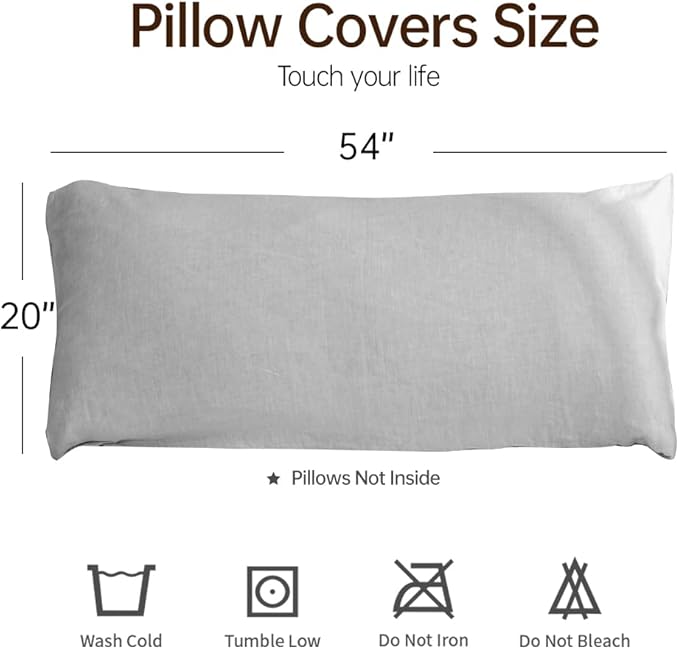 Simple&Opulence Body Pillow Cover 20" x 54", 100% Pure Linen, Ultra Soft and - Image 4