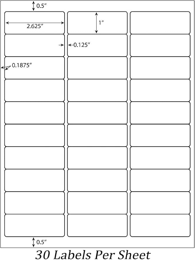 1" x2-5/8 Shipping Address Labels, Blank Mailing Labels, 30-UP White Self-Adhesive Name Tag Stickers for Inkjet and Laser Printer [100 Sheet 3000 Labels]-DeskoryOffice