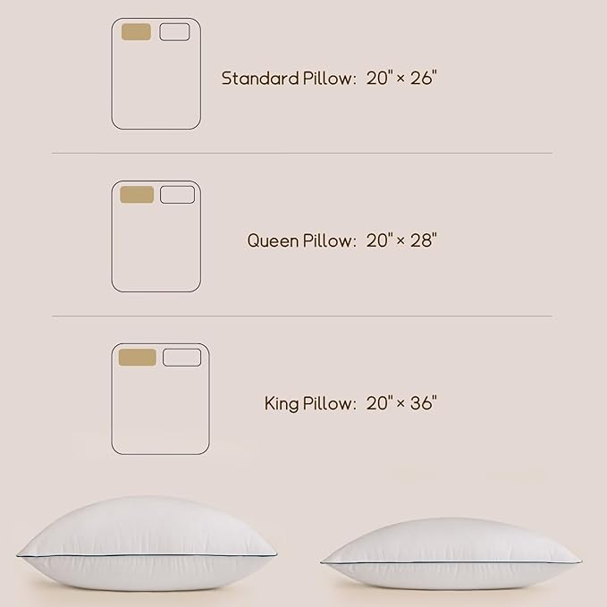 BHZ Goose Down Feather Pillows Standard Size Set of 4 Pack, Luxury Hotel - Image 9