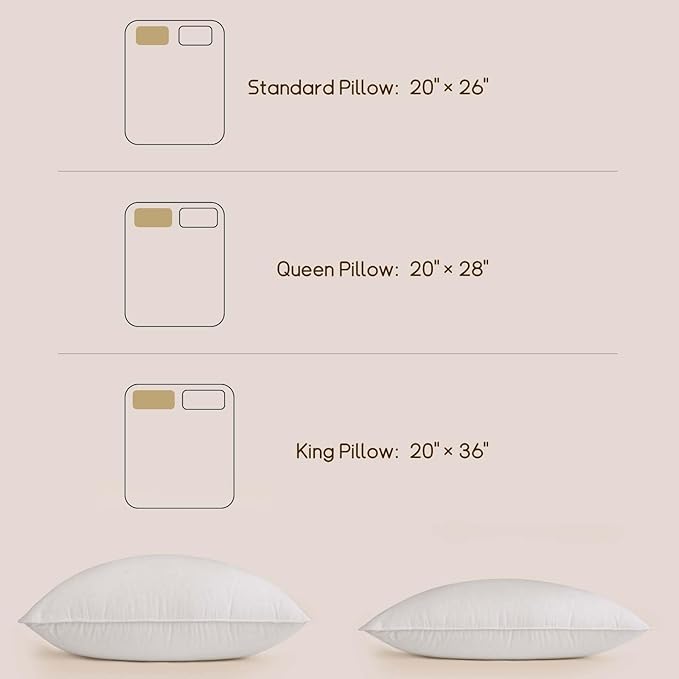 BHZ Goose Down Feather Pillows Queen Size Set of 4, Luxury Hotel Alternative - Image 9