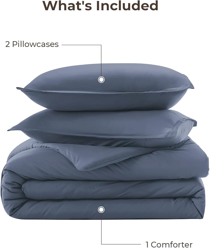 Litanika Comforters Bluish Grey Full Size, 3 Pieces Lightweight Solid Bedding - Image 7