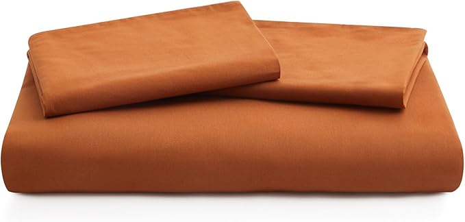 LOVQUE Burnt Orange Cotton Duvet Cover King Size, Linen Like Natural Bedding Set - Image 7