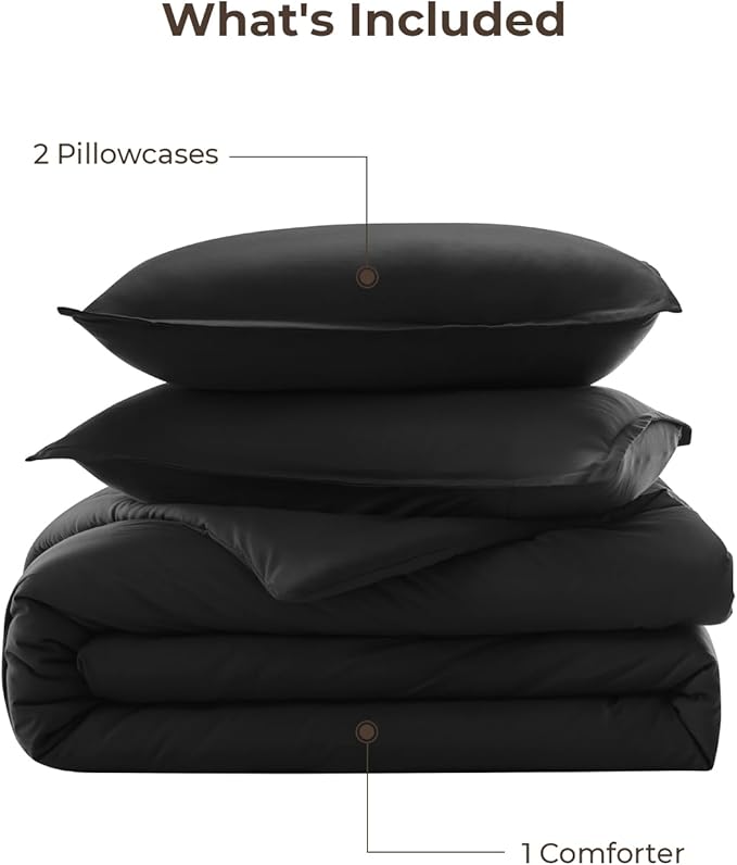 Litanika Black Comforter King Size, 3 Pieces Lightweight Solid Bedding - Image 7