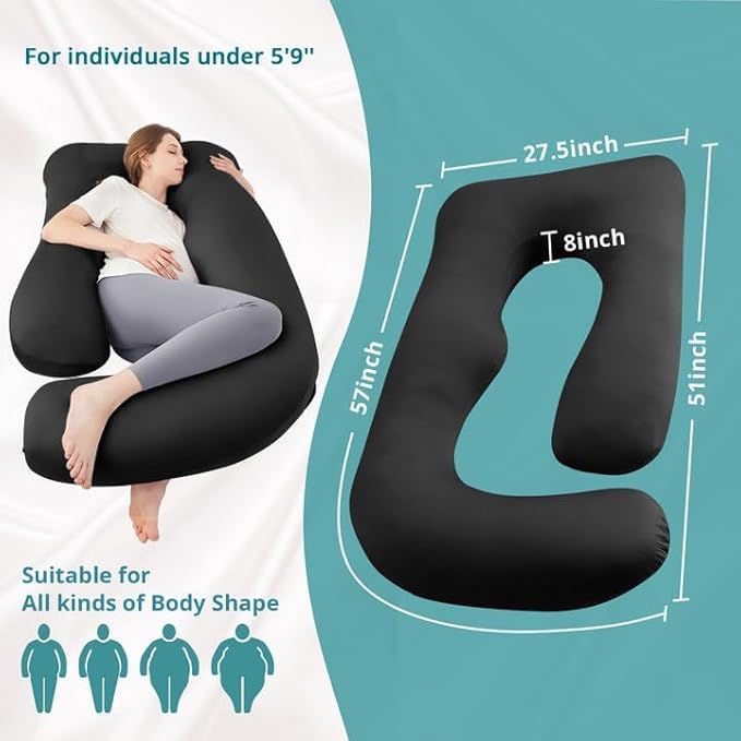 Sasttie Pregnancy Pillows for Sleeping, U Shaped Cooling Full Body Pillow - Image 2