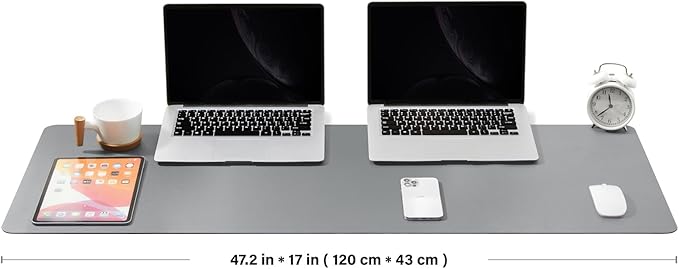 Large Cork Desk Mat - 47.2"x 17" Desk Pad for Office and Home - Ideal for Large Mouse Pad and Desk Mats on Top of Desks(Gray)-DeskoryOffice