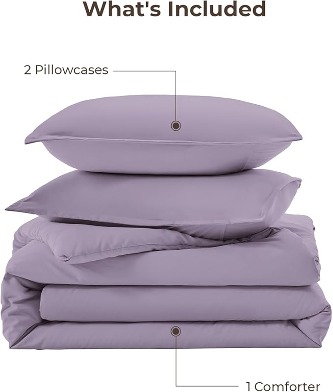 Litanika Grayish Purple Comforter Set California King Size, 3 Pieces Cal King - Image 7