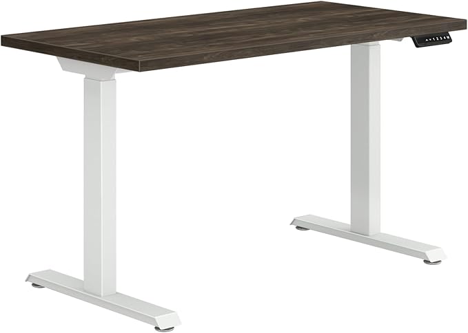 HON Coze Electric Standing Desk Adjustable Height, Coordinate Height Adjustable Desk, 48", Walnut Top, White Base-DeskoryOffice
