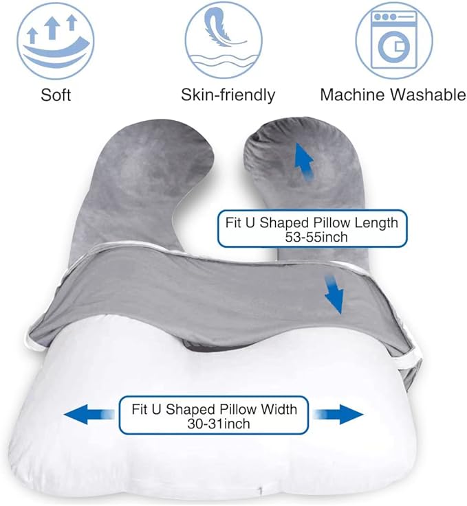 MOON PINE Pregnancy Pillow Cover, U Shaped Body Pillow Cover Only, Velvet - Image 2