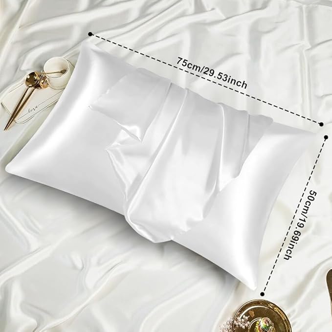 AUAUY 2 Pack Satin Silk Pillowcase, 19.69x29.53inches Silk Pillowcases - Image 2
