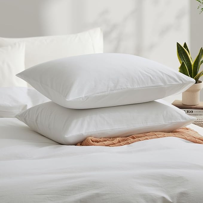 White Duvet Cover Full Size, 100% Washed Cotton Linen Like Bedding Set - Image 3