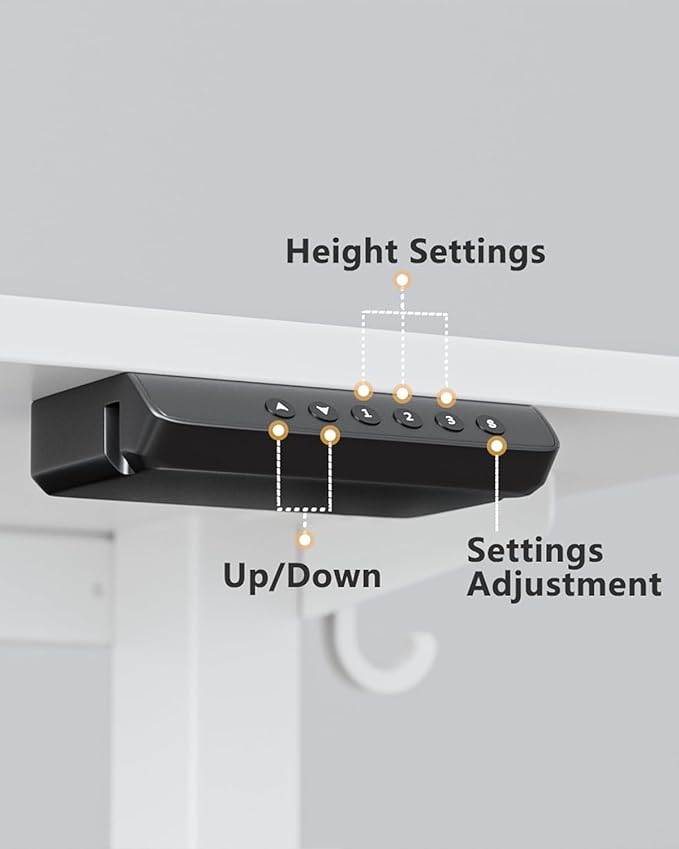 FEZIBO One-Piece Standing Desk Adjustable Height Stand up Home Office Desk, 48x24 Inch Electric Standing Computer Desk, with 4 Memory Presets, Fixable casters, White-DeskoryOffice