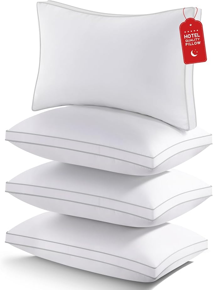 ROUMEA Pillows Standard Size Set of 4, Gusseted Bed Pillows 4 Pack, Luxury by ROUMEA