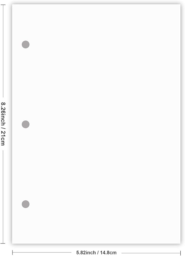 (3-Pack) A5 Filler Paper, 3 Hole Planner Refills, Organizer, Loose-leaf Binder Paper, Total 300 Sheets/600 Pages, 100gsm, Blank, White Paper, 5.8 x 8.2 Inch, 3 Hole Filler Paper, Mini Binder Refills-DeskoryOffice