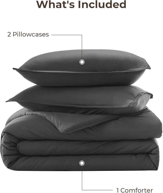 Litanika Grey Comforter Full Set, Dark Gray Lightweight Plain Bedding - Image 7