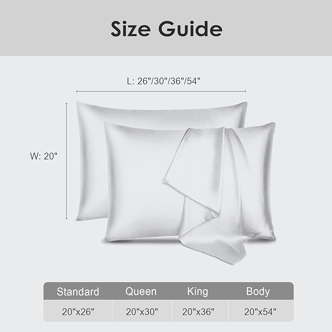 Cobnom Pure Mulberry Silk Pillowcases Set of 2, Queen Size - Image 6