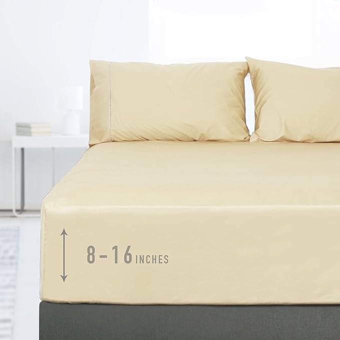 Sunflower Twin Fitted Sheet, 1-Piece Deep Pocket Fitted Bottom Sheet 15" by SunflowerHometexUS