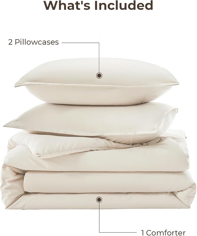 Litanika Oversized King Comforter 120x120, 3 Pieces Beige Lightweight Solid - Image 7
