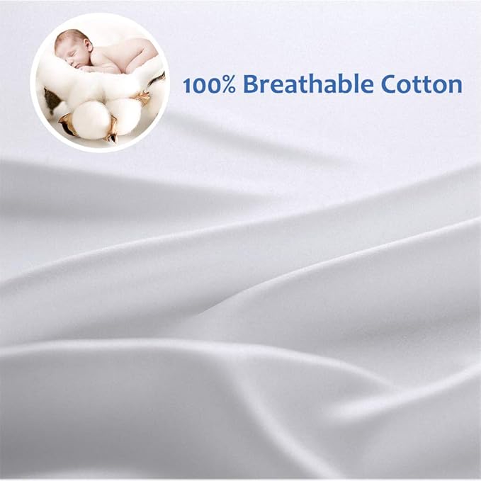 Precoco King Pillow Cases Set of 2 | 100% Cotton White Pillowcases King Size - Image 2