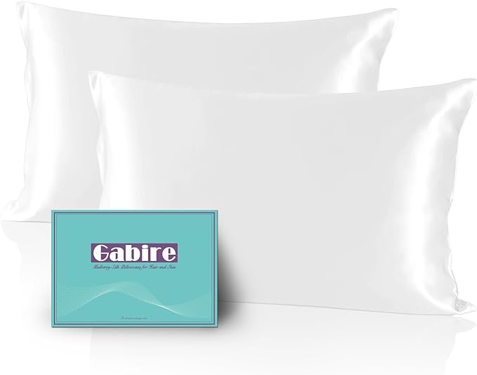Gabire Mulberry Silk Pillow Cases Set of 2, Both Sides Real Silk Pillow Cover by MulberrySilkPillowcases