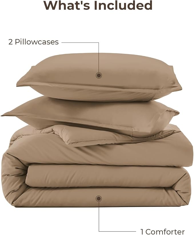 Litanika Taupe Tan Twin/Twin XL Comforter Set, 2 Pieces Solid Bedding Comforter - Image 7