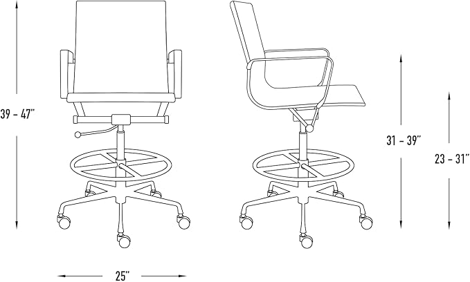 Laura Davidson Furniture SOHO II Ribbed Drafting Chair for Standing Desks, Standing Desk Chair - Ergonomically Designed, Draft Height, Arm Rest & Cushion, Made of Poly-Cotton Fabric, Purple Fabric-DeskoryOffice