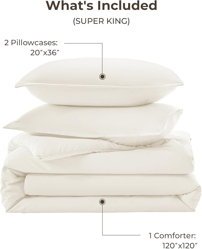 Litanika Oversized King Comforters Ivory Super King Size, 3 Pieces Lightweight - Image 7