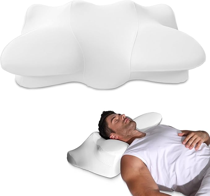 Extra High Loft Cervical Pillow for Side Sleepers, 6.30" Ergonomic Memory Foam Pillow for Broad Shoulders, Dual-Height Design, Washable Cover