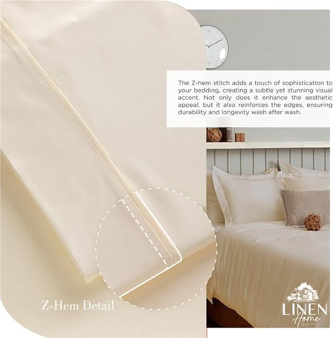 Linen Home 100% Cotton Percale Sheet Set Pack of 2, Queen Size, Deep Pocket - Image 3