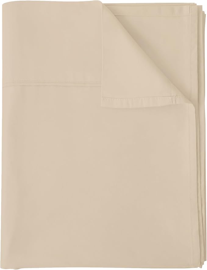 Flat Sheet Only Full Size, 400 TC 100% Egyptian Cotton Flat Sheet-Beige Cotton by ShunjieHome