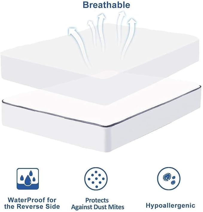 WhatsBedding Waterproof Mattress Pad Queen Size Cotton Top Down Alternative - Image 9