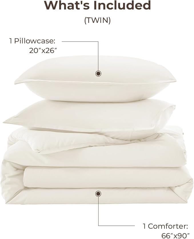 Litanika Ivory Comforter Set Twin/Twin XL Size, 2 Pieces Lightweight Solid - Image 7