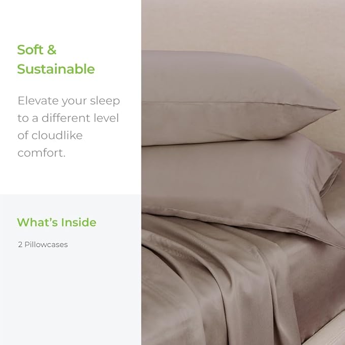 Cariloha Classic 2-Piece Twill Pillowcase Set | Beach Linen | King | Viscose - Image 2