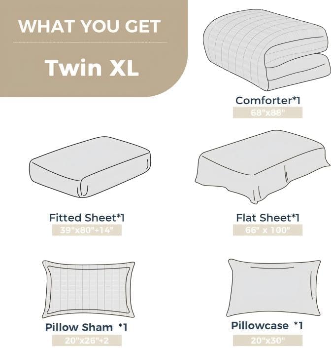 HYMOKEGE Rose Gold Twin XLComforter Set Seersucker 5 Pieces, All Season Luxury - Image 5