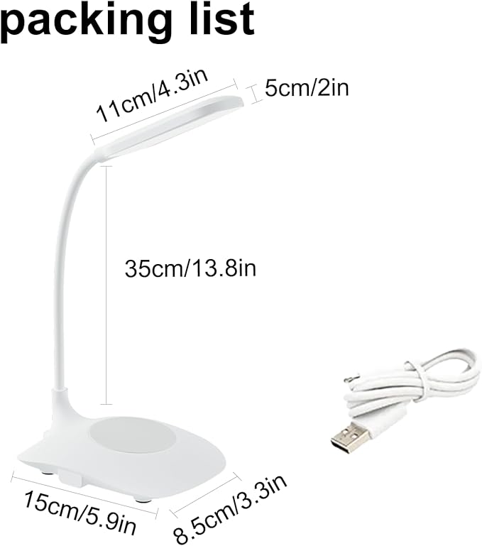 LED Desk Lamp Wireless Charging Desk Lamp with Touch Control Dimmable Office Desk Light Eye-Caring Office Lamp with Adjustable Gooseneck Table Lamp, Reading Lamp Table Lamp for Bedroom Bedside Study-DeskoryOffice