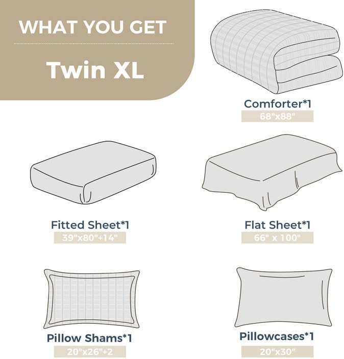 HYMOKEGE Dark Green/Sage Green Twin XL Comforter Set Seersucker 5 Pieces - Image 6