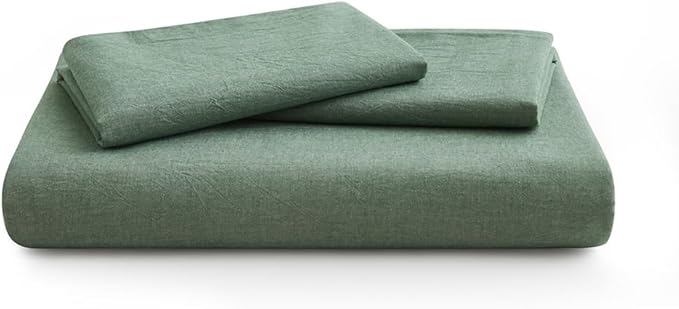 LOVQUE 100% Washed Cotton Duvet Cover Queen Size, Mint Green Fade-Resistant - Image 7